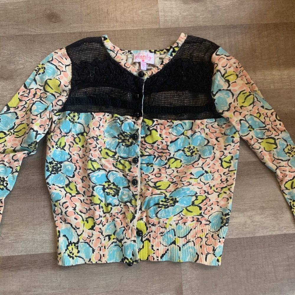 Lace and floral Anthropologie cardigan